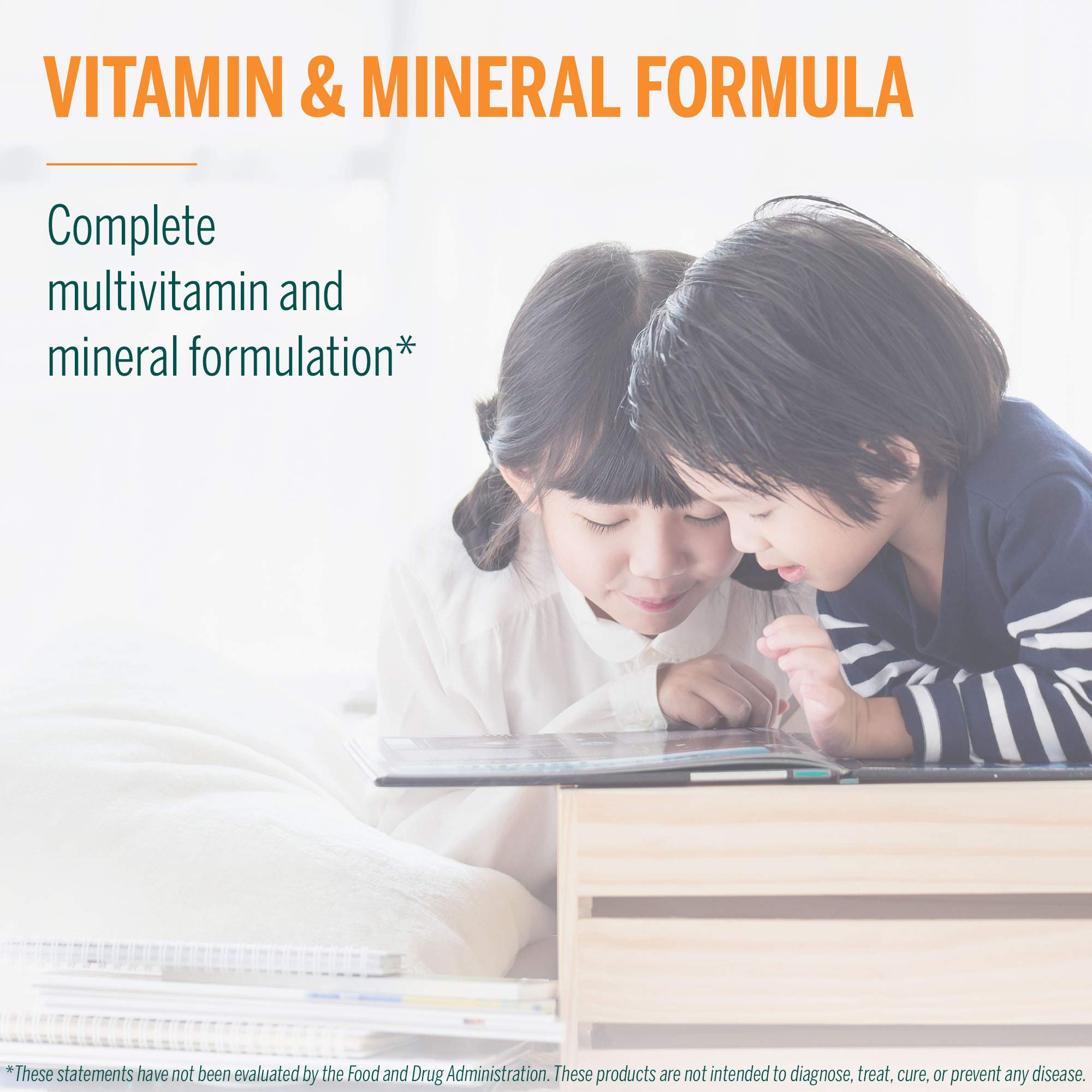 Genestra Brands Children's Chewable Vitamins kid enjoying a chewable tablet, pleasant flavor.