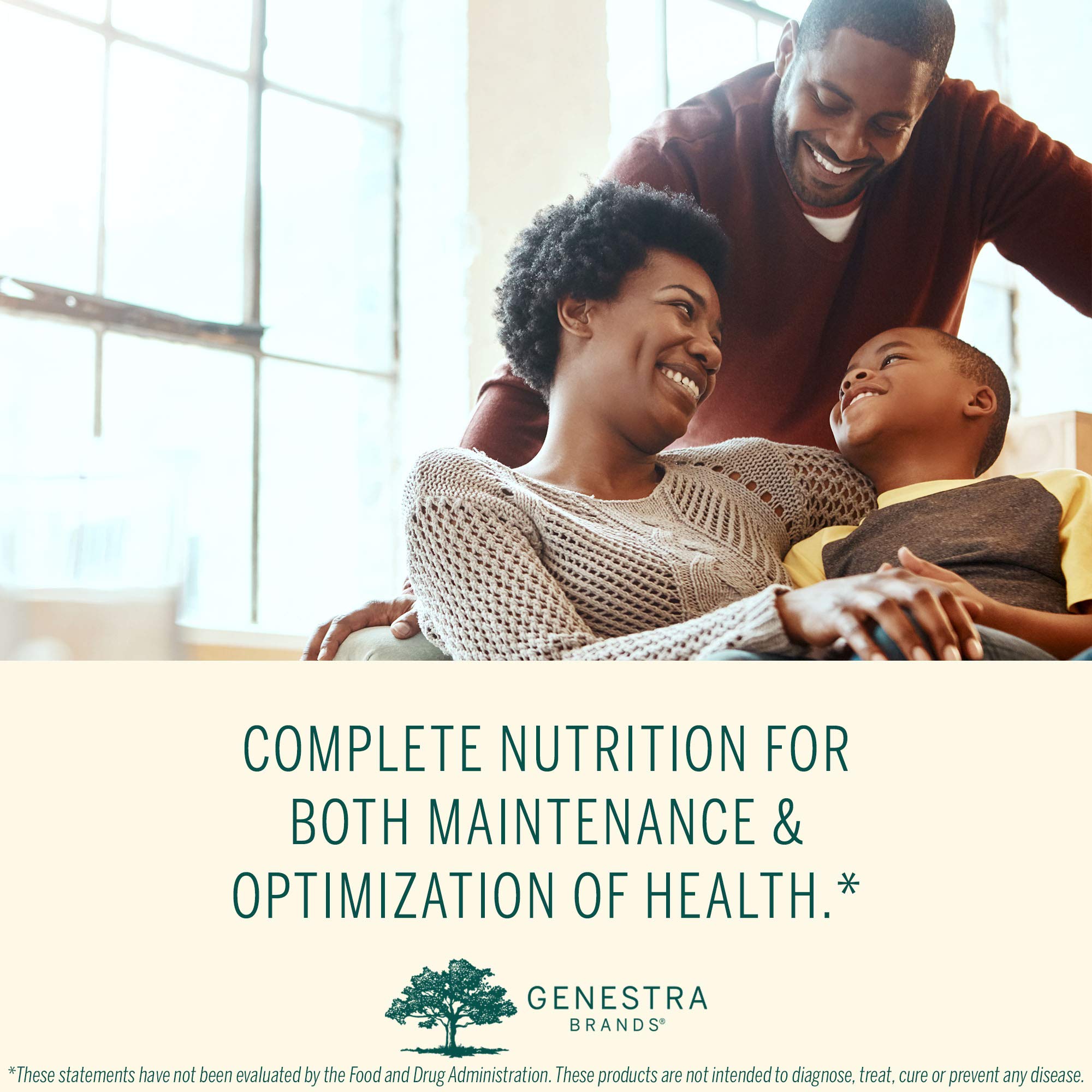 Genestra Brands Children's Chewable Vitamins box shows papaya orange flavor and antioxidant notes.