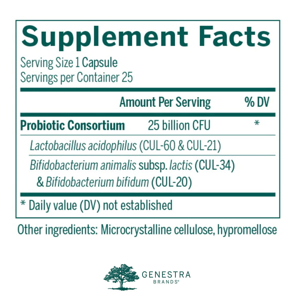 Genestra HMF Intensive bottle front showing 25 vegetarian capsules.