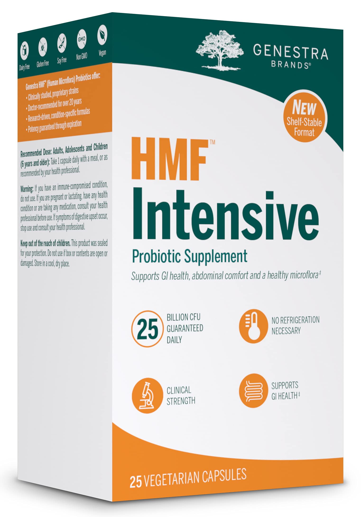 Genestra HMF Intensive capsule close-up for daily GI comfort.