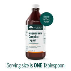 Genestra Brands Magnesium Complex Liquid with blueberry-raspberry flavor for a pleasant daily supplement.