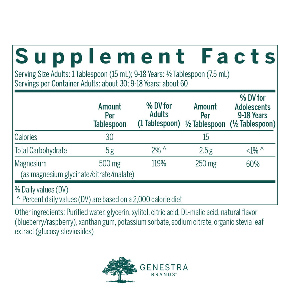 Genestra Brands Magnesium Complex Liquid pour enables easy, measured dosing for daily use.