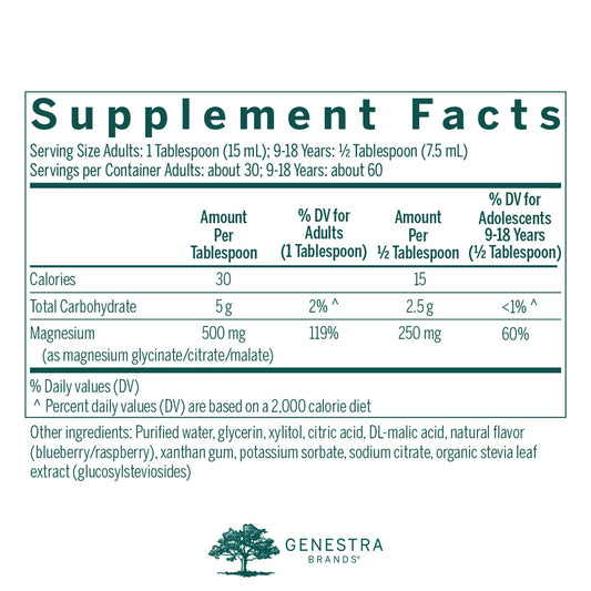 Genestra Brands Magnesium Complex Liquid pour enables easy, measured dosing for daily use.