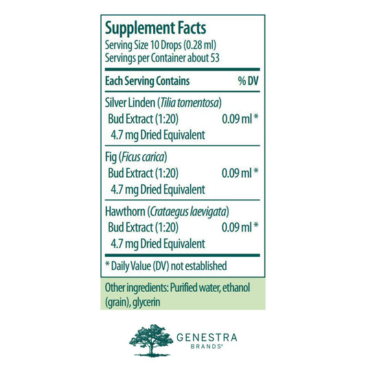 Genestra Calm-gen bottle side view, easy to store and integrate into nightly routines.