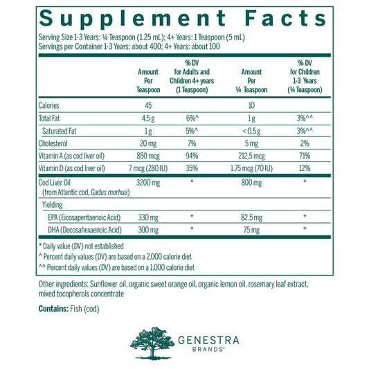 Genestra Cod Liver Oil Forte pour enables convenient daily omega-3 intake.