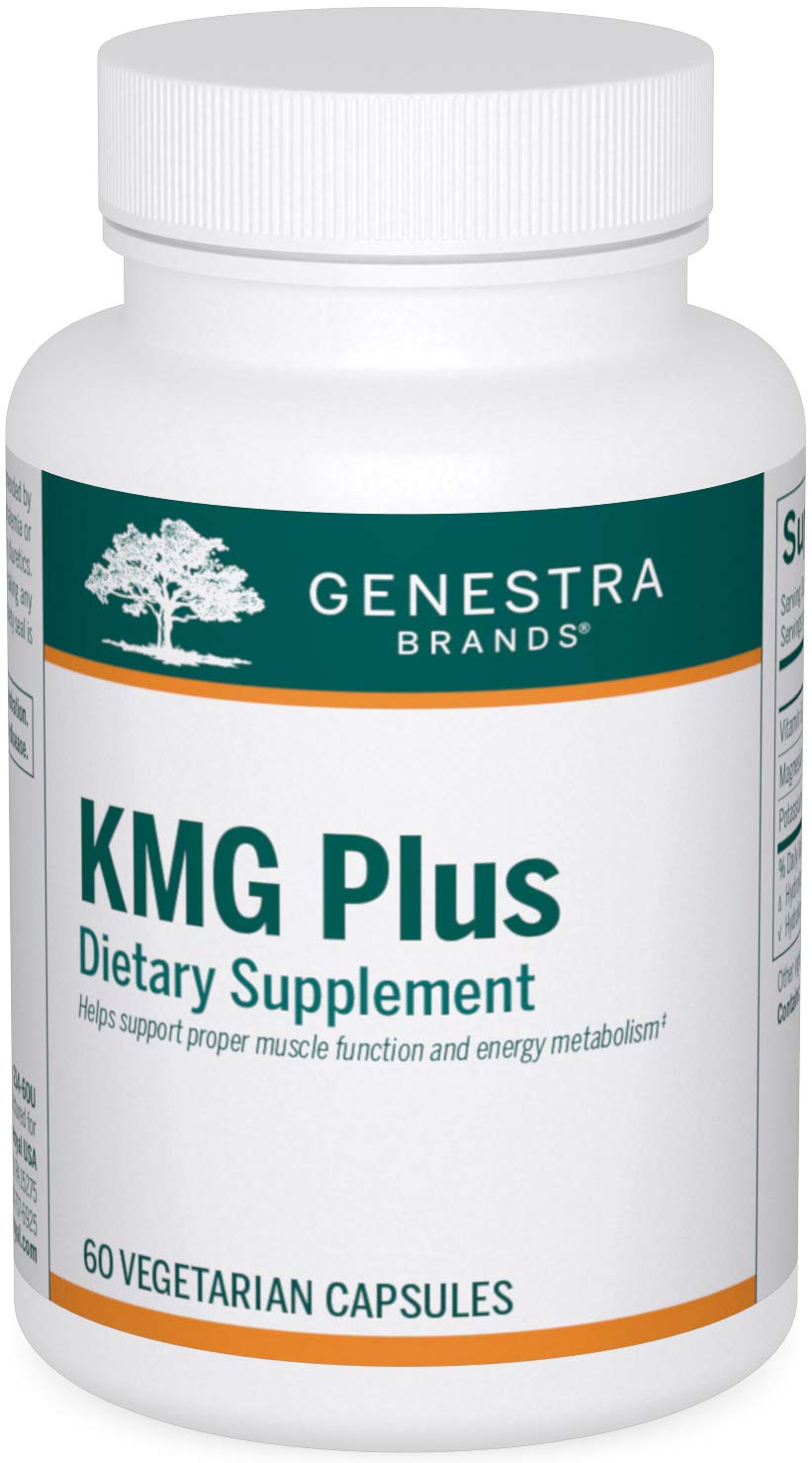 Genestra KMG Plus bottle front shows magnesium, potassium, and B6 for everyday support