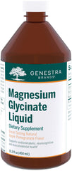 Genestra Magnesium Glycinate Liquid bottle supports normal muscle function and gentle metabolism.