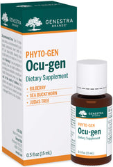 Genestra Ocu-gen bottle front with clear label and herbal formula.