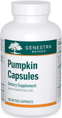 Genestra Pumpkin Capsules bottle display with easy-to-swallow softgels for daily support.