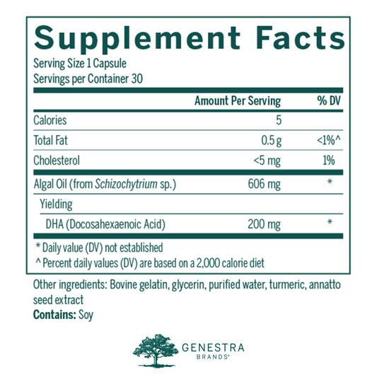 Genestra Super Neurogen DHA capsules arranged for cognitive health.