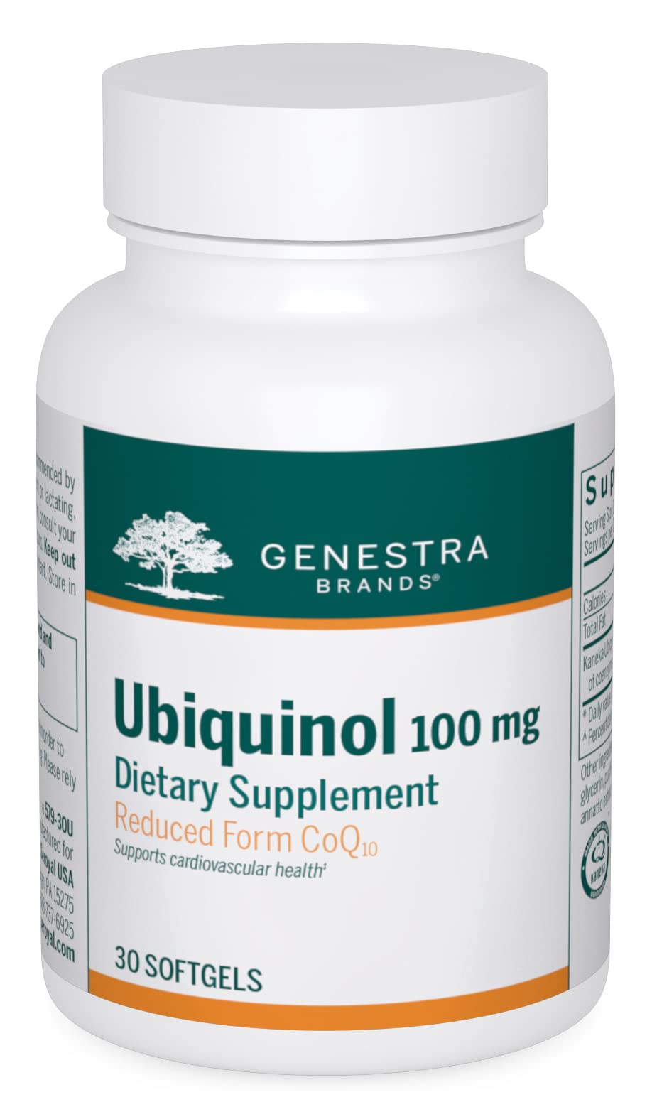 Genestra Ubiquinol 100mg bottle shown for convenient daily antioxidant support