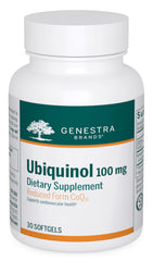 Genestra Ubiquinol 100mg bottle shown for convenient daily antioxidant support