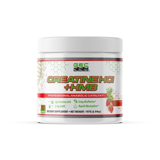Genetic Edge Compounds Creatine HCl and HMB bottle front supports clean performance.