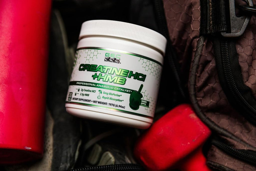 Genetic Edge Compounds Creatine HCl + HMB label highlights no banned substances.