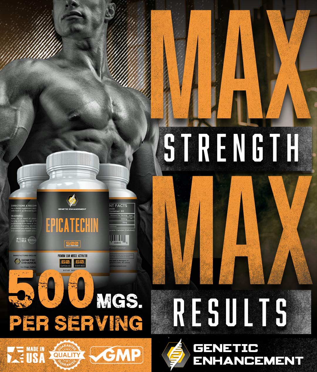 Genetic Enhancement Epicatechin 60-serving label highlights value and dosing options