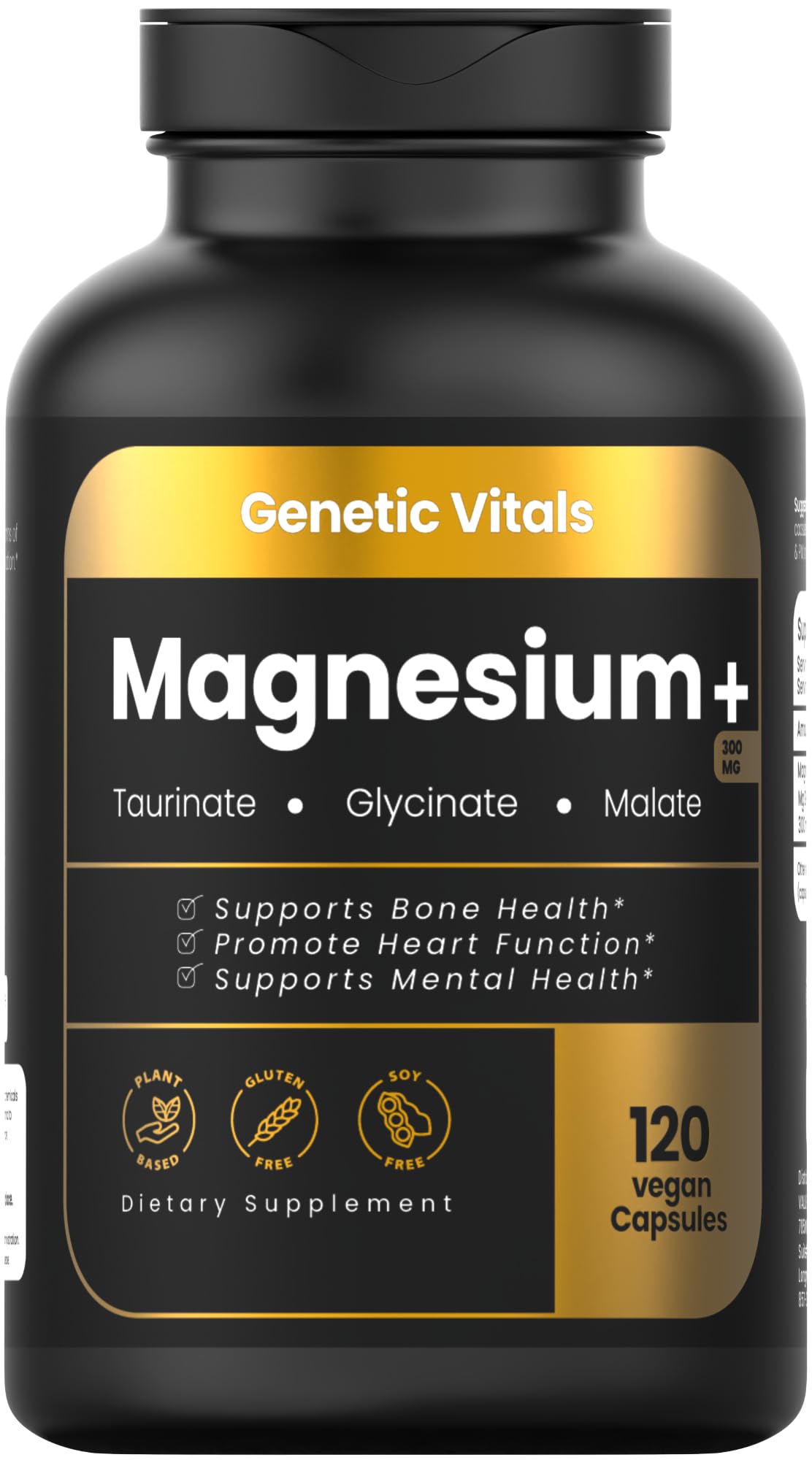 Genetic Vitals Triple Magnesium bottle on a clean surface for daily wellness support.