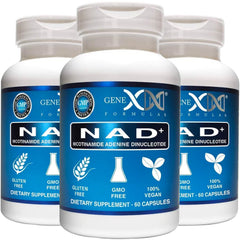 Genex Formulas NAD+ bottle front view showing 60 capsules for daily energy support