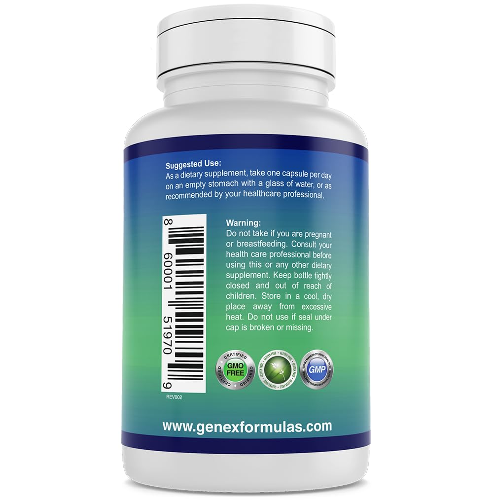 Genex Nicotinamide pills close-up with flush-free Niacin focus.