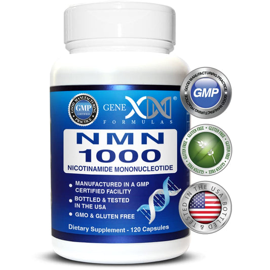 Genex Formulas NMN 1000mg bottle front for convenient daily NAD support.