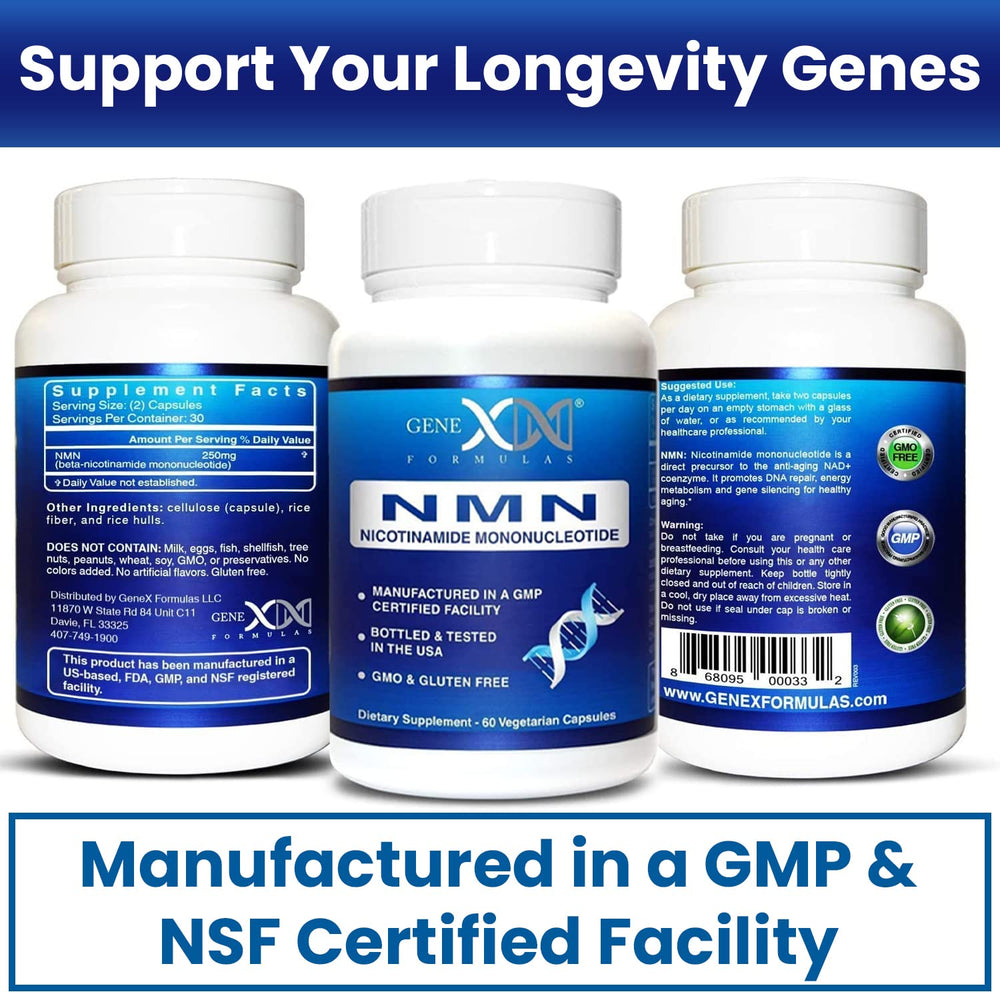 Genex Formulas NMN 250mg bottle in daily use context