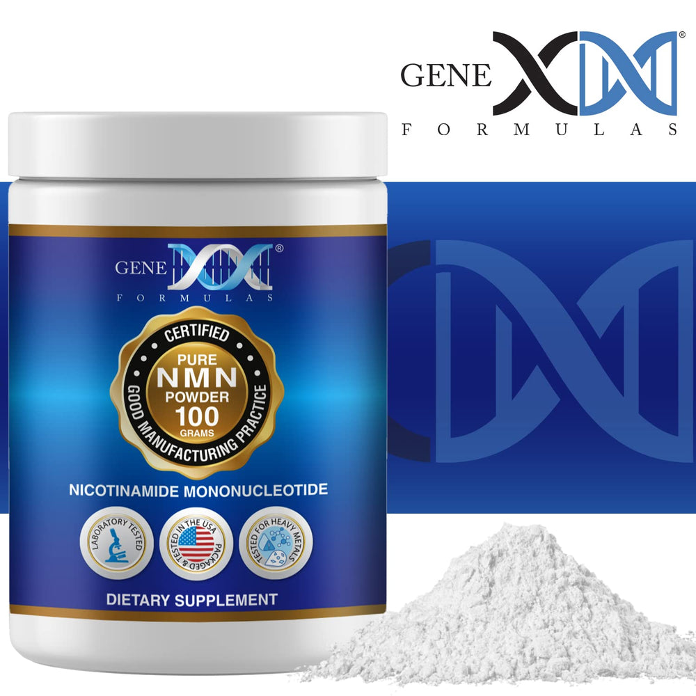 Genex NMN powder packaging conveys non-synthetic sourcing and quality