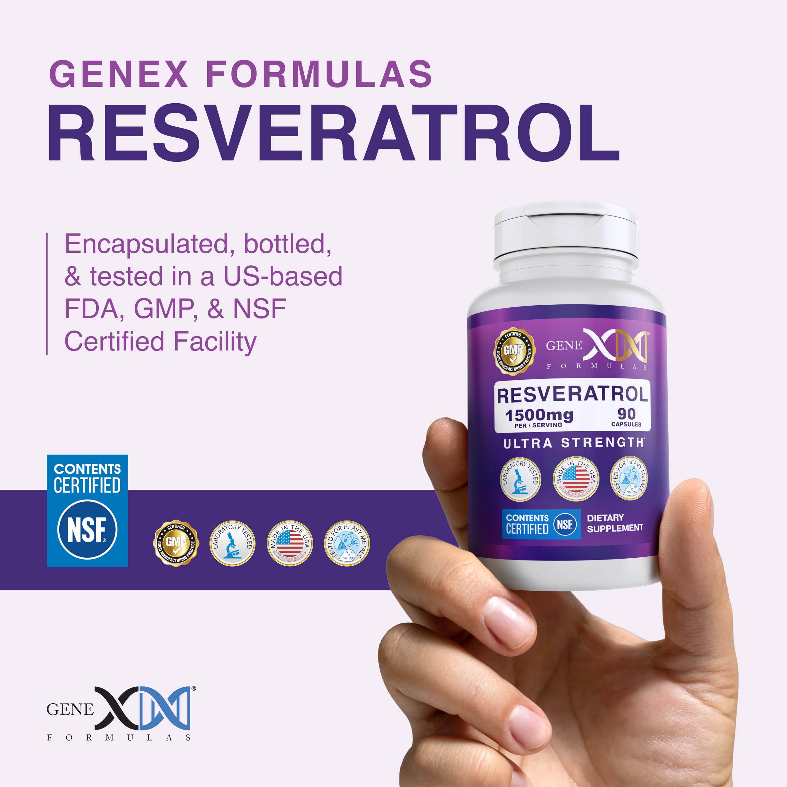 Genex Formulas Resveratrol storage bottle kept cool and dry