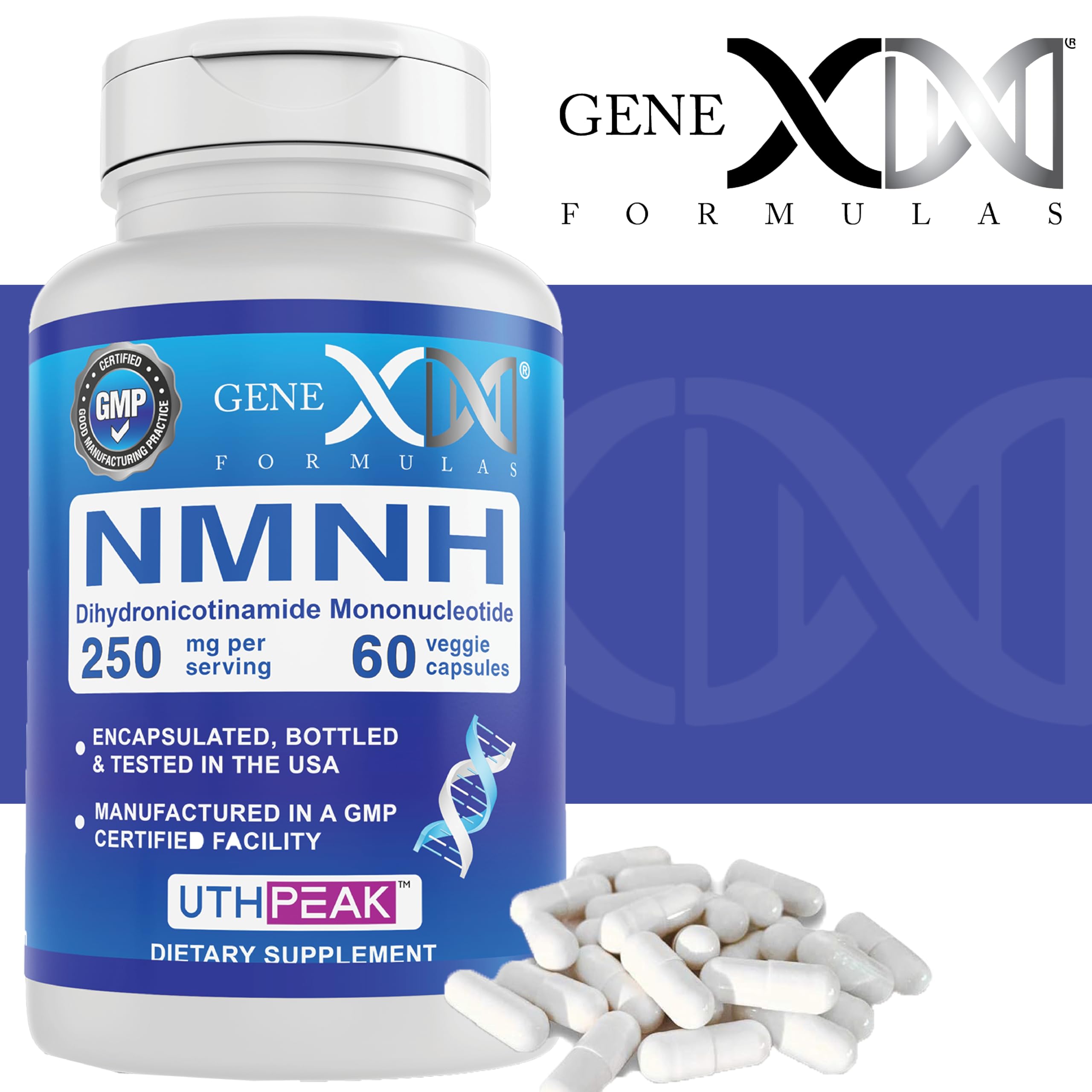Genex NMNH USA facility seal reflecting GMP/NSF production.