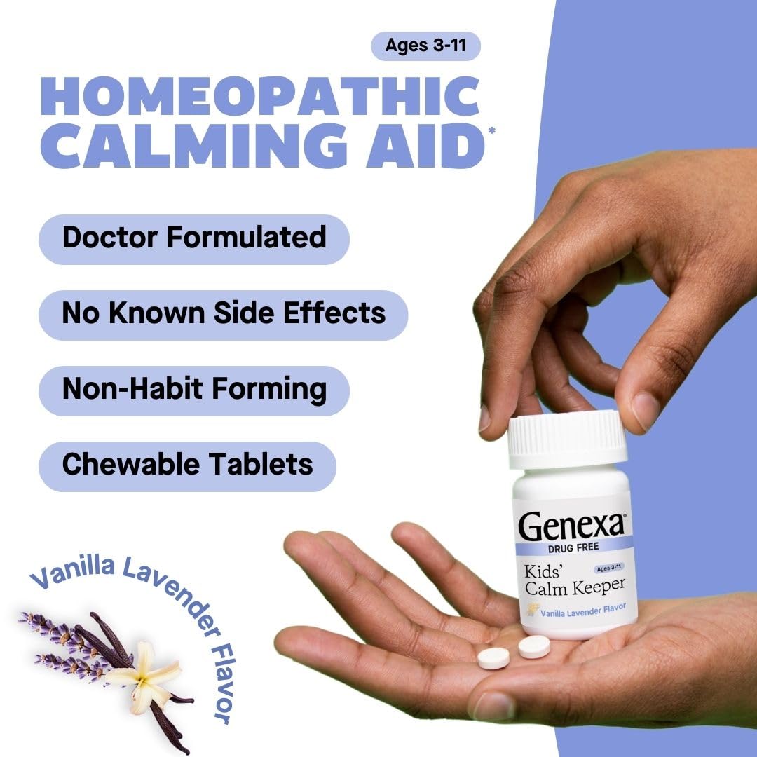 Vanilla lavender flavor on Genexa Calm Keeper packaging designed for routine use.