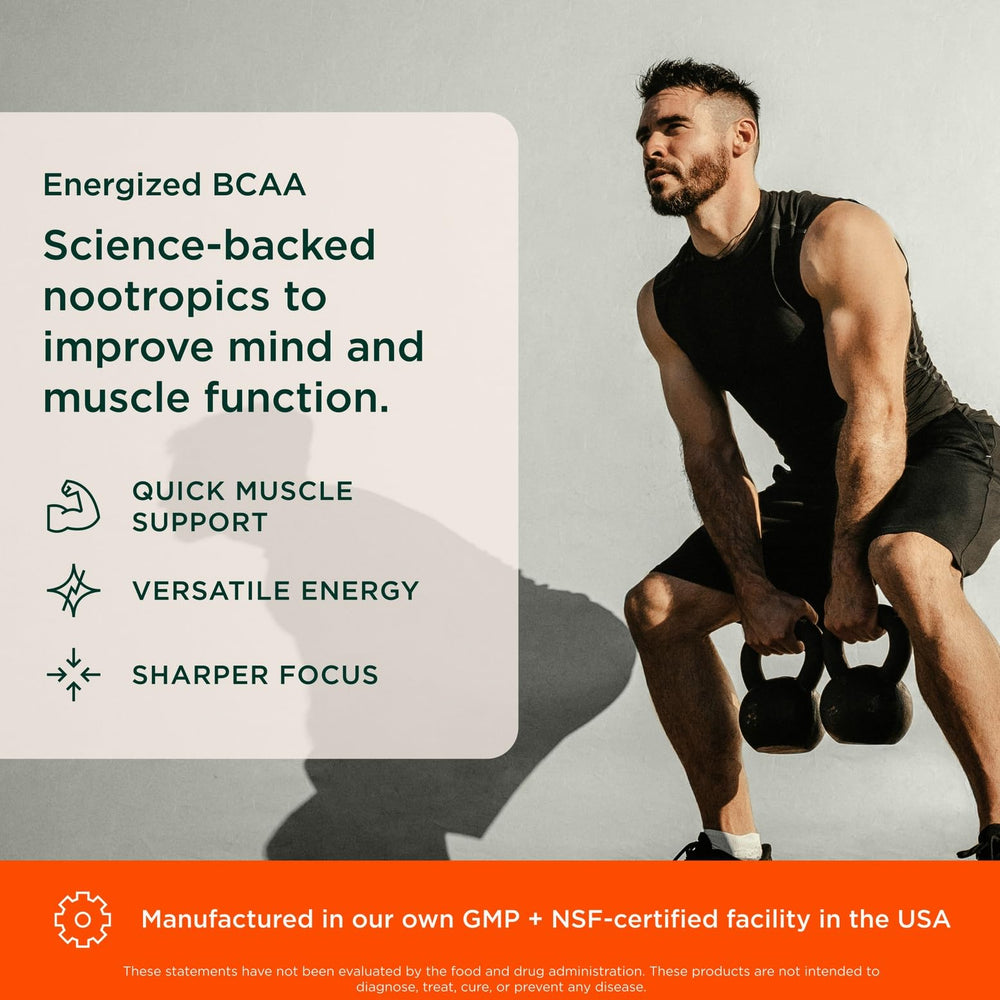 Genius BCAA powder ready-to-drink in a glass, highlighting a pre-workout energy boost.