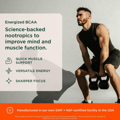 Genius BCAA powder ready-to-drink in a glass, highlighting a pre-workout energy boost.