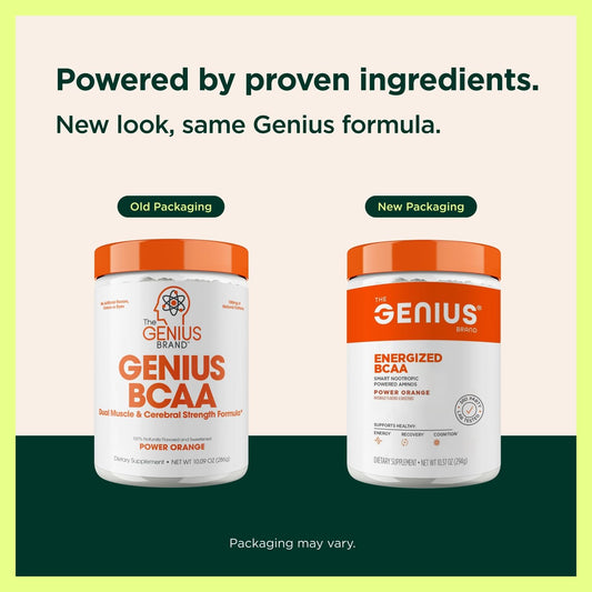 Genius BCAA powder scoop pouring into a glass to help maintain energy during workouts.