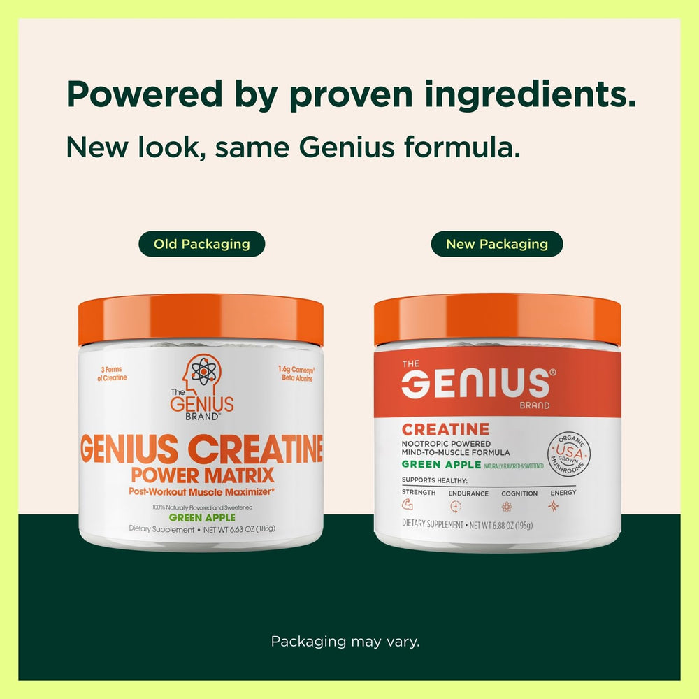 Genius Brand creatine green apple scoop ready to mix
