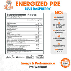 Smoothly mixed Genius Energized blue raspberry drink ready for training