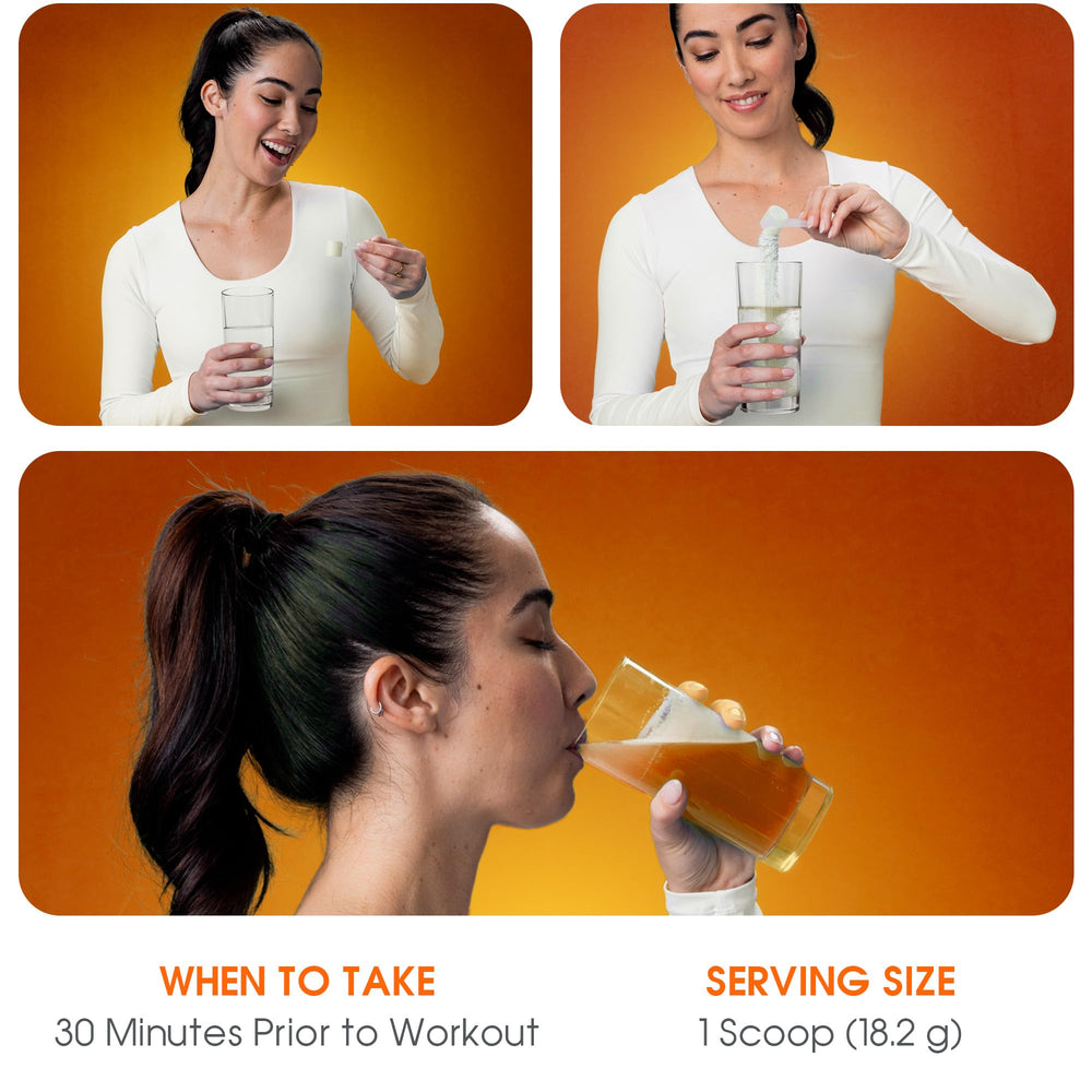 Glass with the mixed Energized pre-workout drink ready for a workout session.