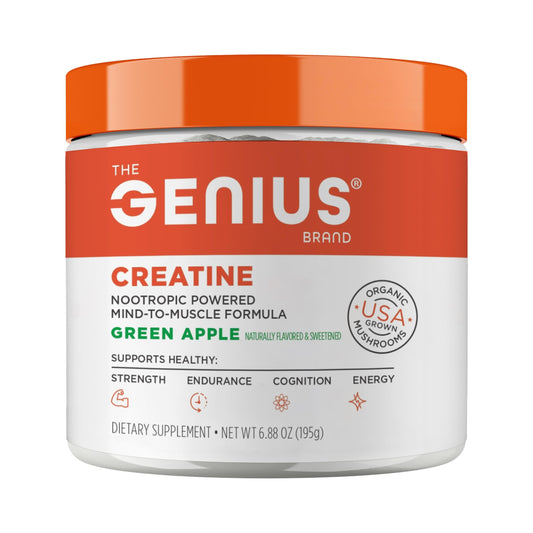 Genius Brand creatine bottle shown for post-workout energy support