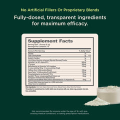 Genius Consciousness ingredients panel shows Alpha GPC and Lion's Mane for focus