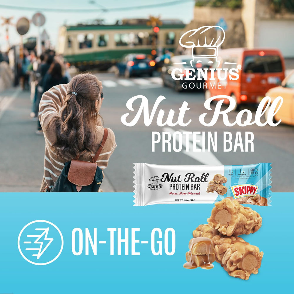 Genius Gourmet SKIPPY bar on the go for travel days.