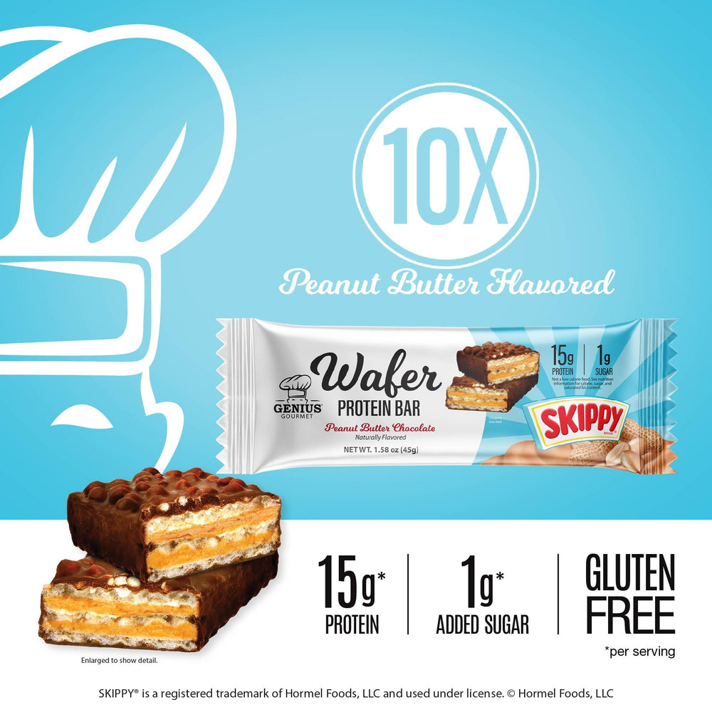 Genius Gourmet SKIPPY bar provides 15g protein per serving.