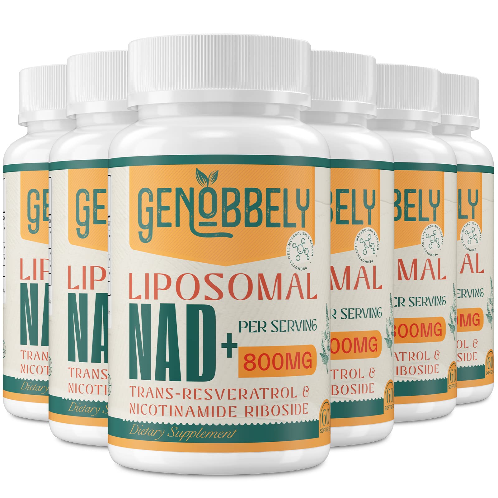 GENOBBELY liposomal NAD+ bottle with advanced delivery for enhanced absorption and daily energy support