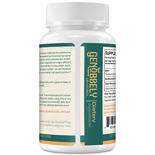 GENOBBELY nicotinamide riboside ingredient label close-up