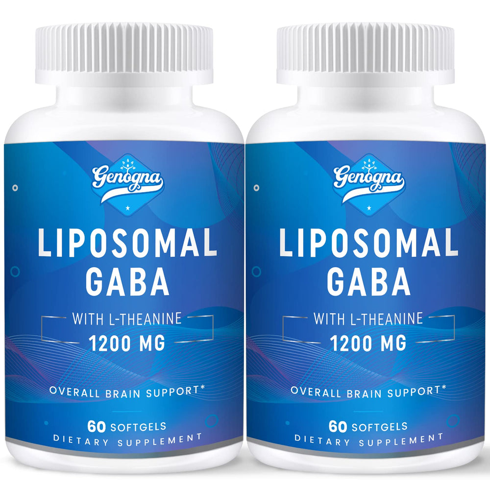 Genogna liposomal GABA with L-Theanine bottle showing easy dosing and enhanced absorption