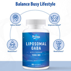 Genogna liposomal GABA bottle in a calm bedtime setting suggesting relaxed evenings