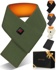 Genovega heated scarf worn in winter setup provides versatile warmth outdoors.