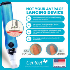 Six-level depth tips for controlled blood sampling without finger pain.
