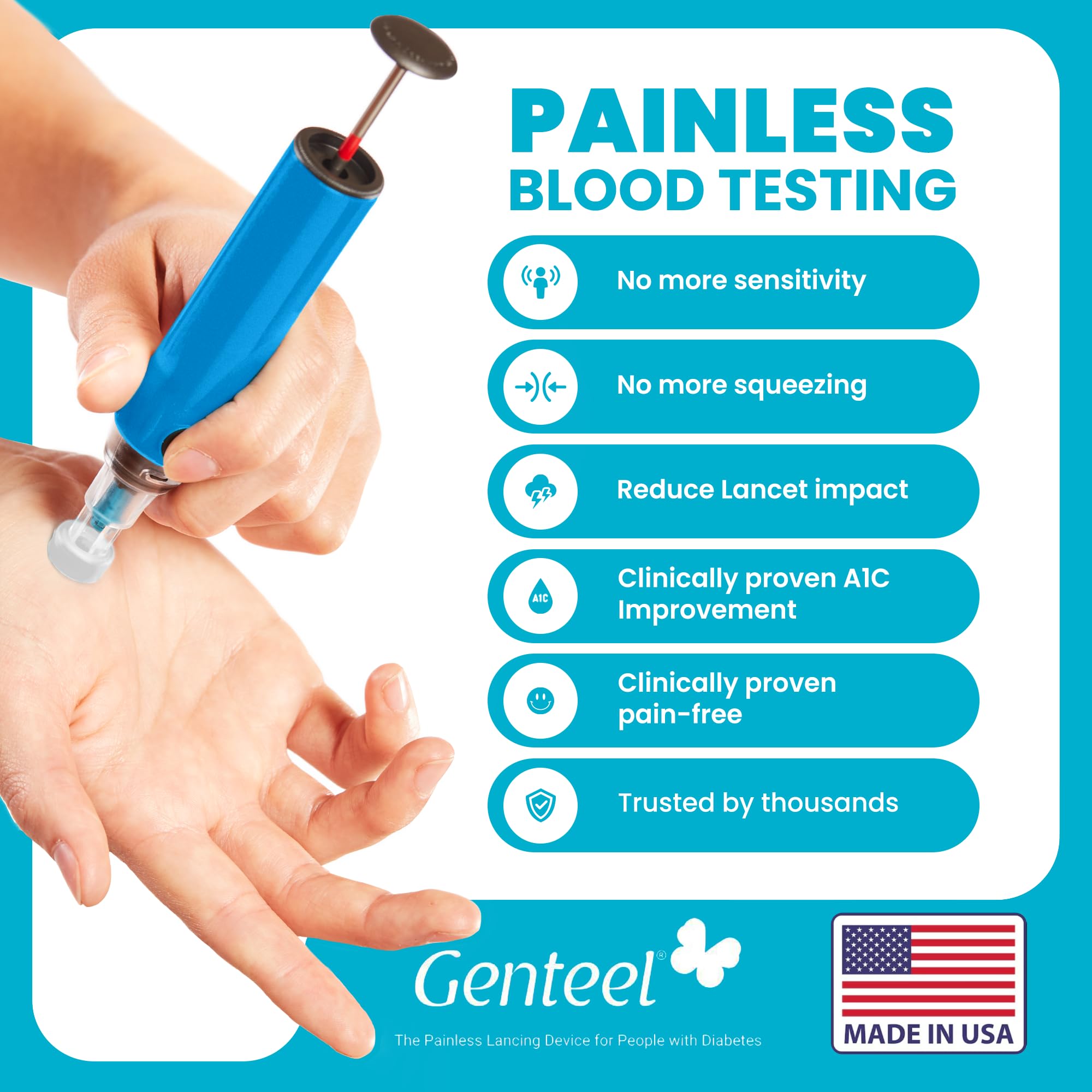 Genteel vacuum technology in action for blood collection with minimal pressure.