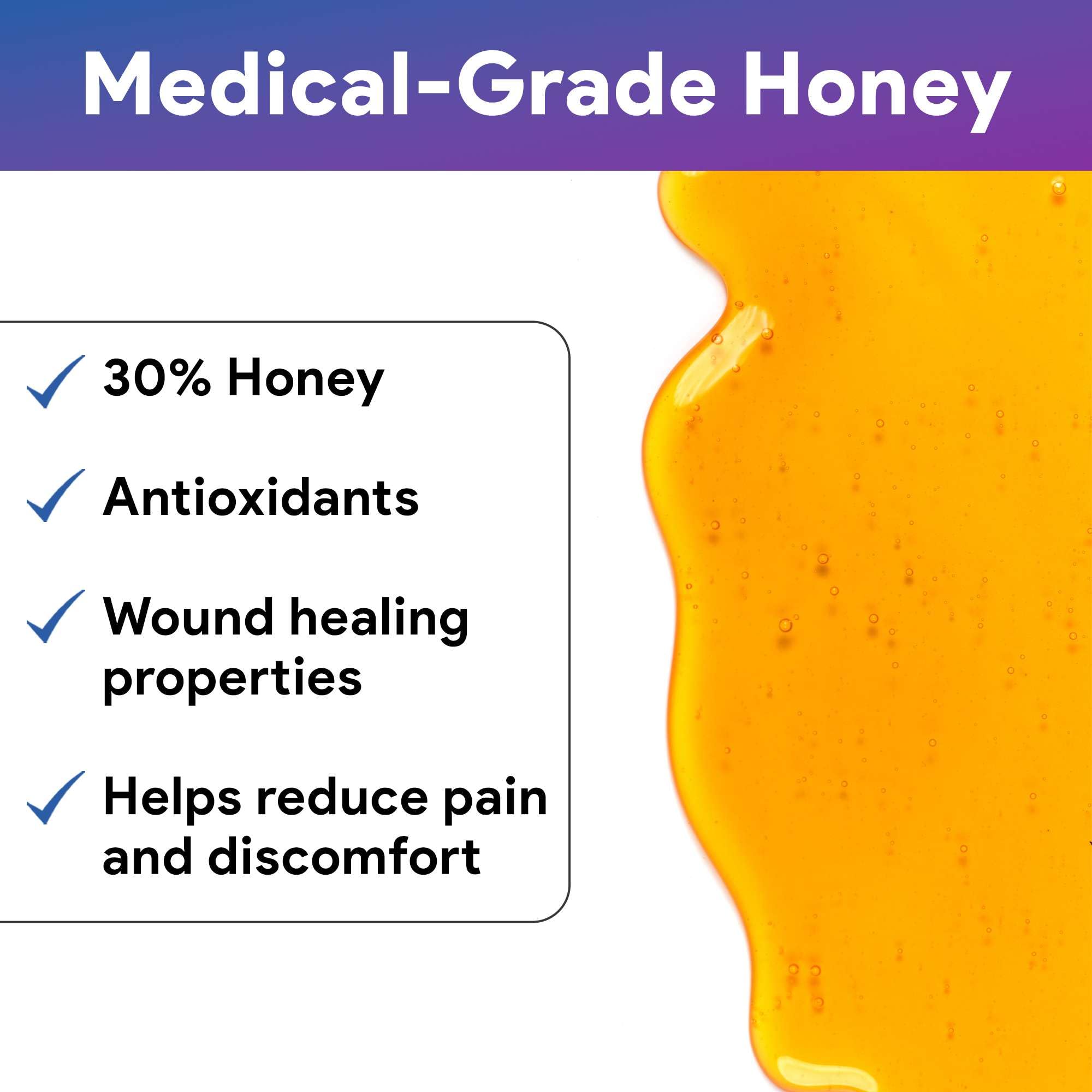 Sterile film backing on Gentell Select honey hydrogel dressing.