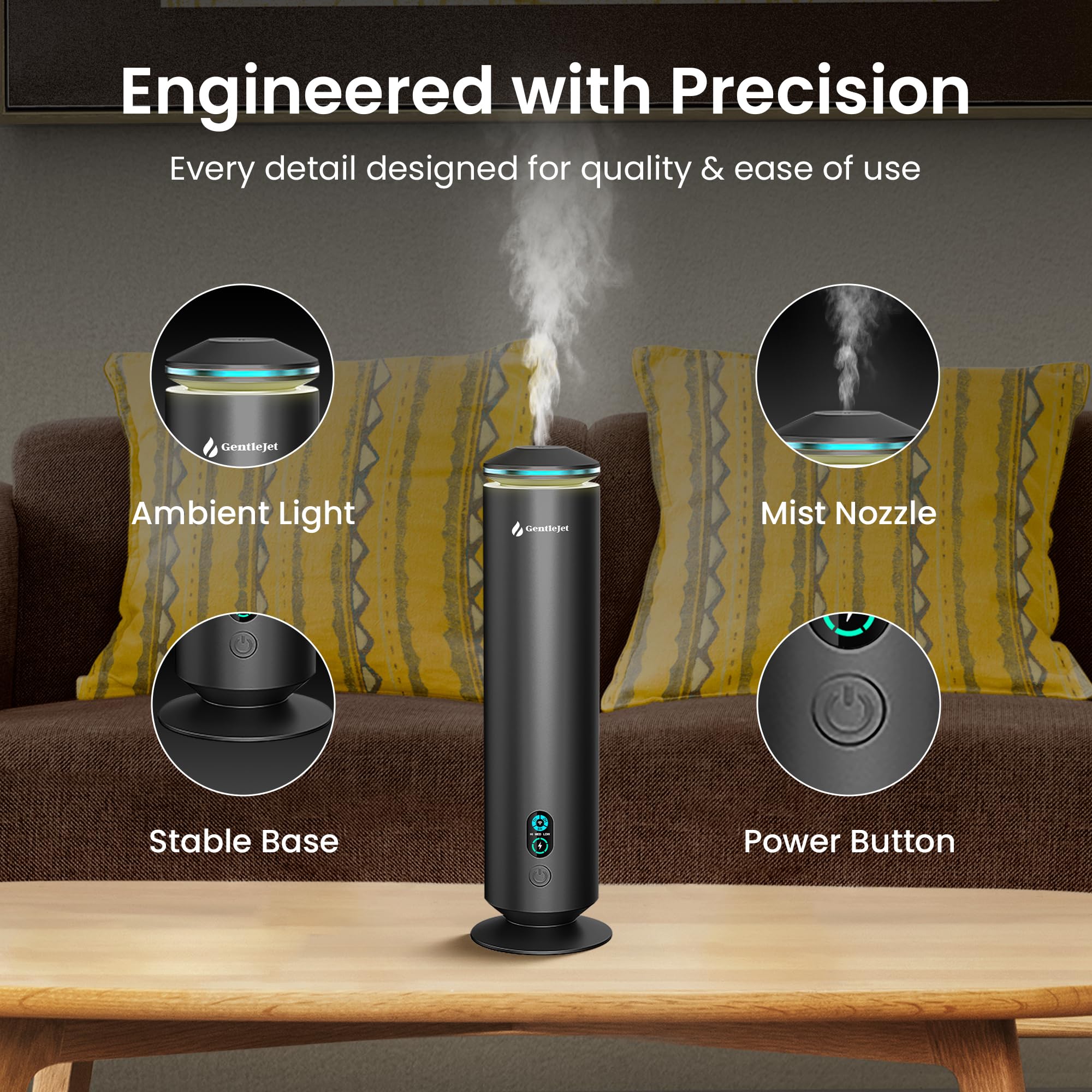 GentleJet MajesticMist wireless charging base for flexible placement with power.