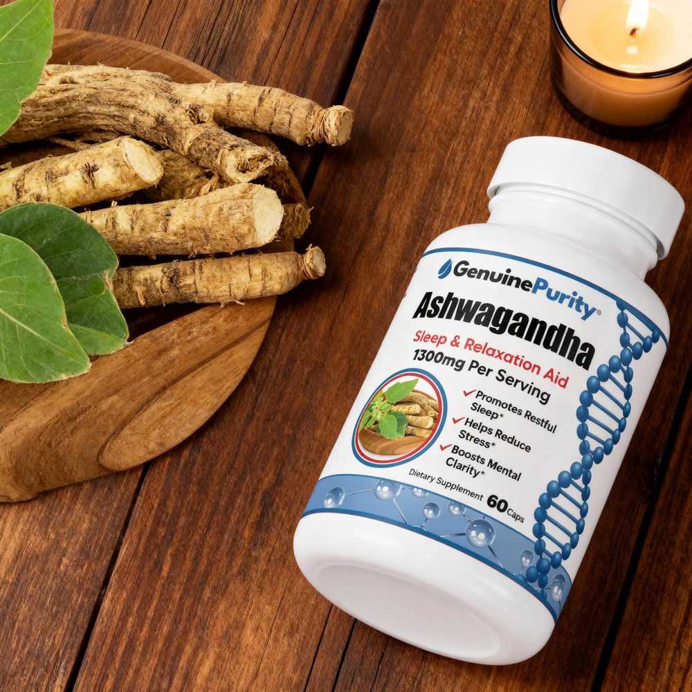 GenuinePurity Ashwagandha with Black Pepper extract demonstrates enhanced absorption in capsules.