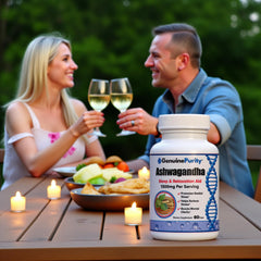 GenuinePurity Ashwagandha night routine scene suggests calmer evenings and refreshed mornings.