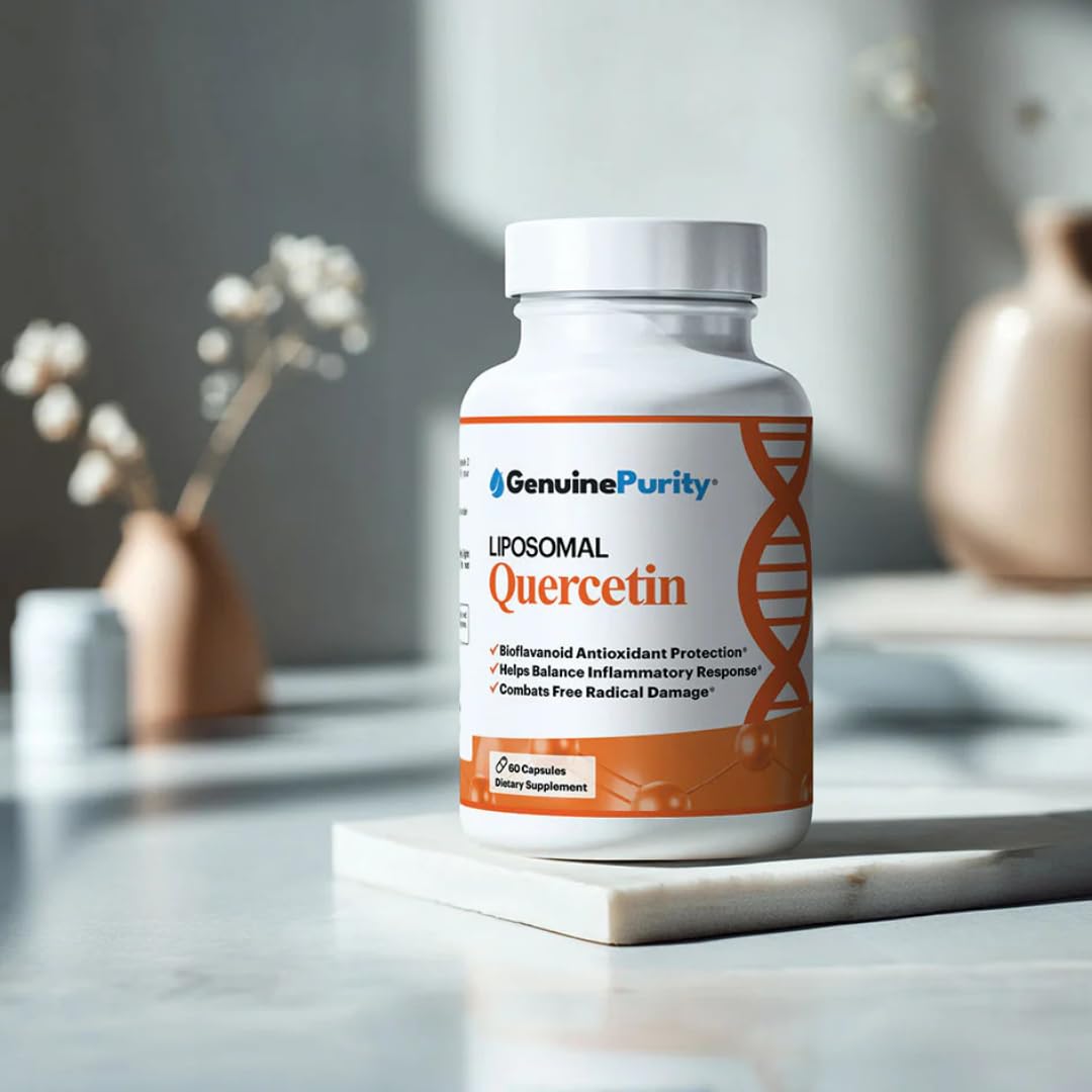 GenuinePurity Liposomal Quercetin ingredients list highlighting vegan and gluten-free
